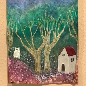 Original Painting watercolor folk art 9”x12”